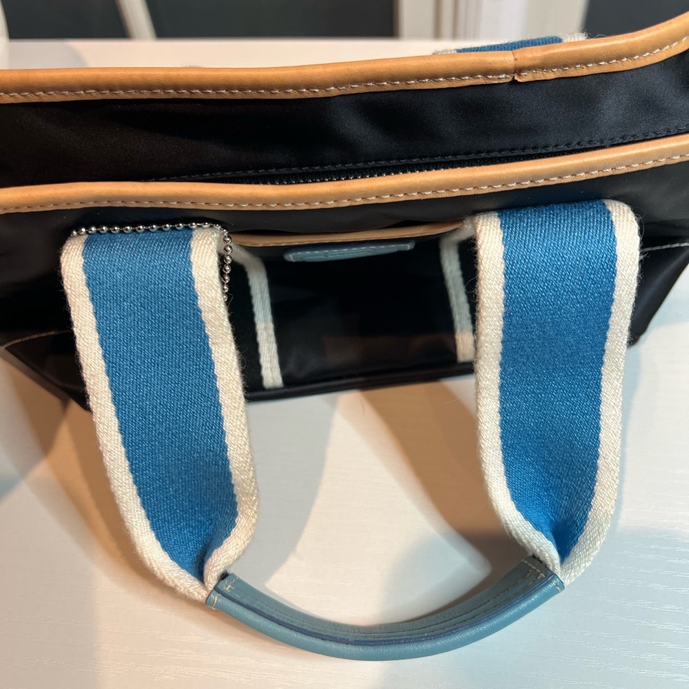 Coach Black Blue and Tan Tote with LadybugTag - Picture 3 of 10